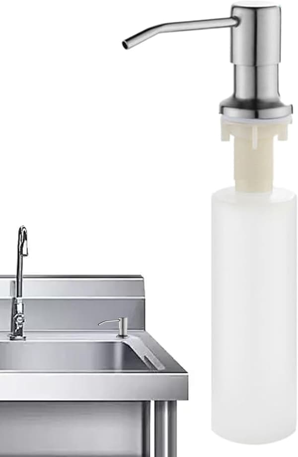 Sæbedispenser i 304 rustfrit stål, tryktype, vaskemiddeldispenser 350 ml udskiftelig flaske