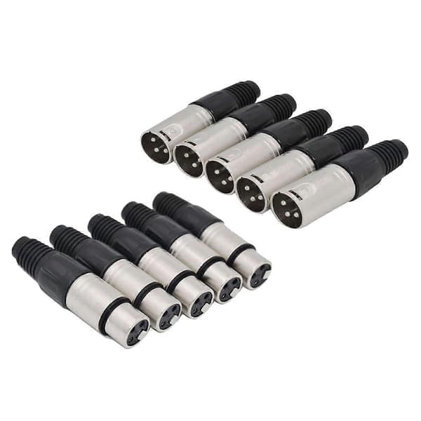 10x 3-bens XLR loddetype 5 han + 5 hun stik kabelstik