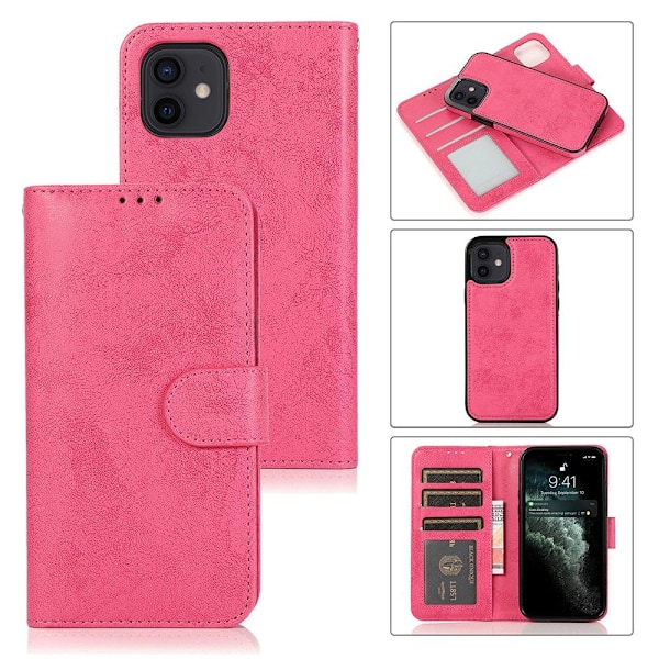iPhone 12 Mini - Stilsäkert Praktiskt Dubbelfunktion Plånboksfodral Rosa Rosa
