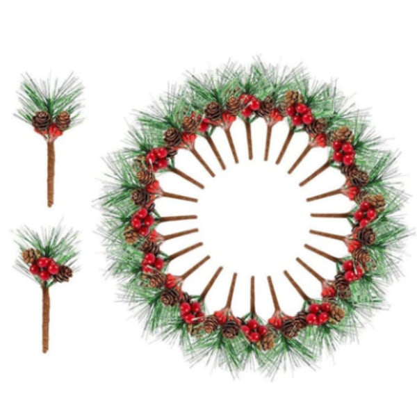 20 stycken julkonstgjorda tallbarr/välj dekorationer-julfest presentförpackning dekoration kransarrangemang trädprydnader bröllop