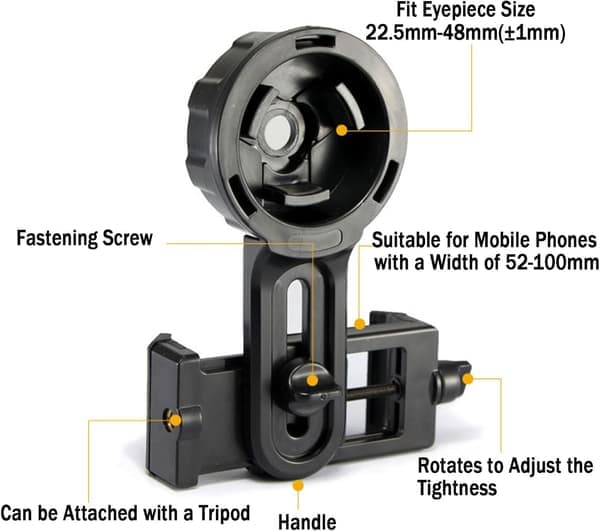 Universal Phone Adapter - Adapter for Binoculars, Telescopes, Monoculars, Spotting Scopes, Microscopes - Fits Most Smartphones