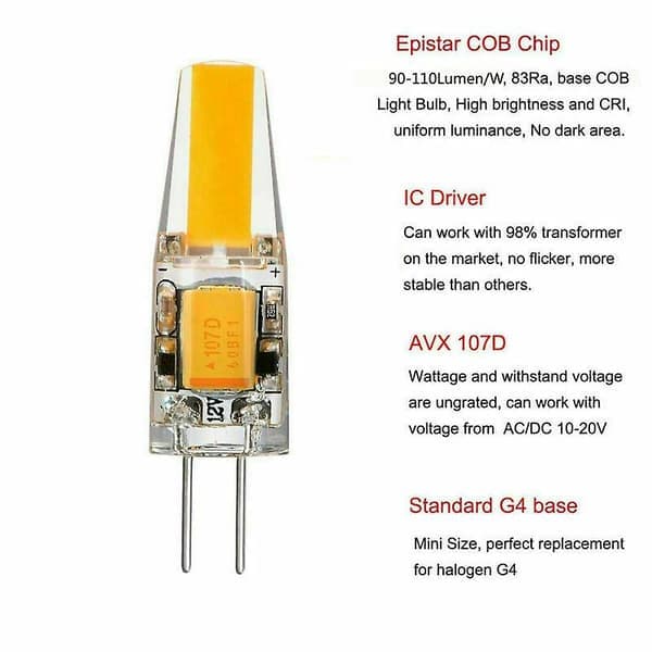 10 st G4 LED-lampor 6W lampor Varmvit Dimbar COB Stiftbas AC/DC 12V