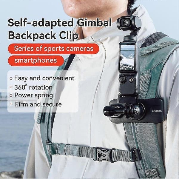 360° Rotating Backpack Mount, Self-Adaptive Gimbal Mount for Insta 360 Ace Pro 2 X4 GoPro 13 Action 4 Accessories