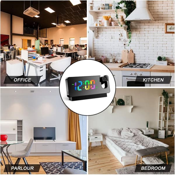 LED Projection Digital Alarm Clock, 360° Rotating Projection, Temperature Display and Memory Function, Suitable for Bedroom and Living Room Decoration.