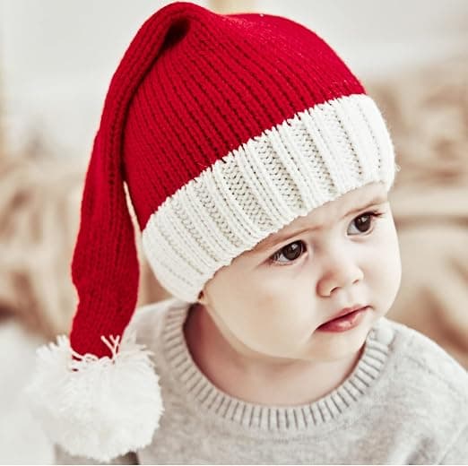 Jul tomtestickad mössa för barn babymössa vintermössa familjematchande julfest stickad mössa, 1 st