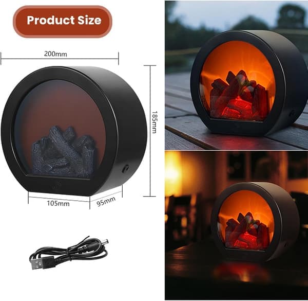 Decorative Flameless Portable LED Lantern with LED Simulated Flame Effect and Simulated Flame Touch Switch.
