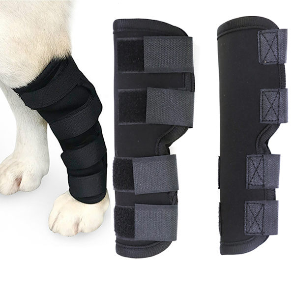 Ett par (2 st) extra stödjande hund hund bakre främre ben hock led wrap skyddar sår kompressionsbandage ärm med remmar för läker och förhindrar