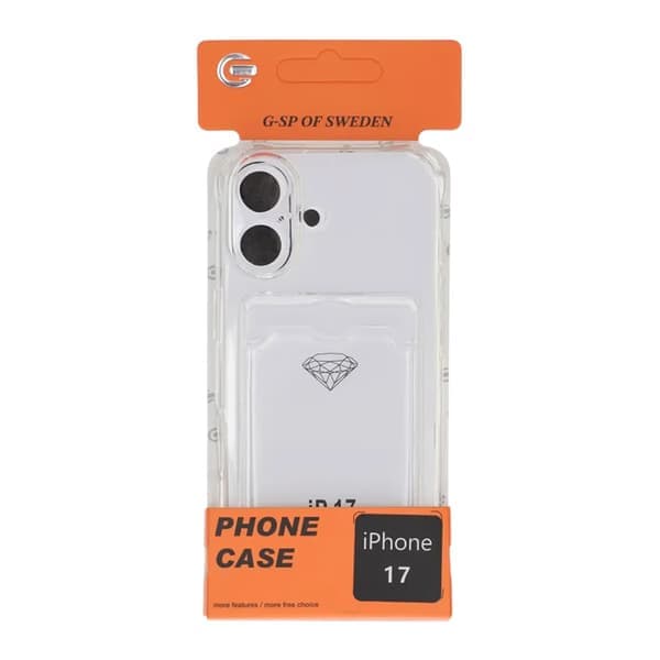 Stötsäkert mobilskal med korthållare för iPhone 17 - Klar Transparent