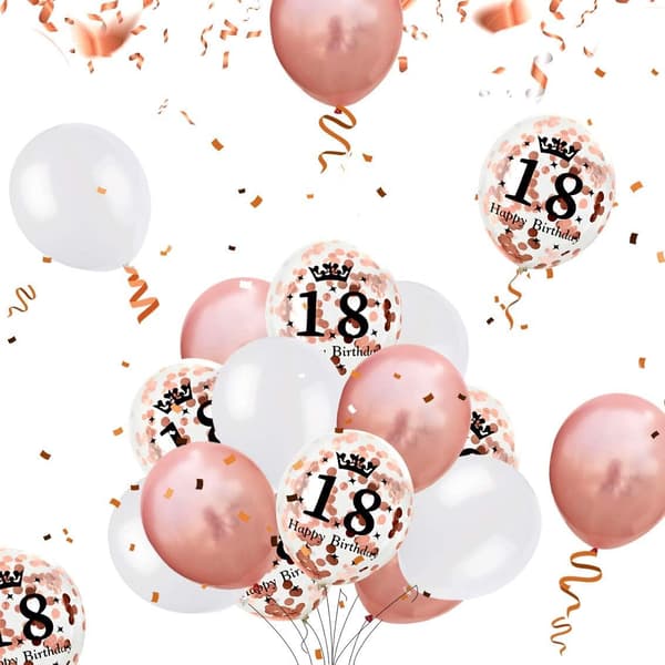 18 års bursdagsdekorasjon i roségull, gratulerer med dagen-banner, han