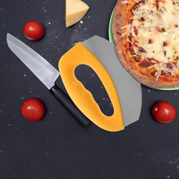Pizzakutter i rustfritt stål, pizzakutter og ostekutter med doble hjul og ergonomisk håndtak, brød- og bakverkkniv