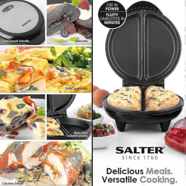 EK2716 Double Omelette Maker Double Egg Cooker with Non-Stick Coating, Deep Electric Multi-Cooker, 2-3 Minute Preheating Better Choice from JJ