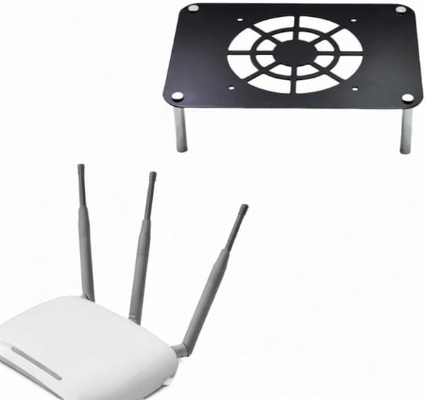 Router kølebase Router kølestativ Multifunktionelt varmeafledningsstativ Netværksmontering til kontorstudier Stabilt, sort sort