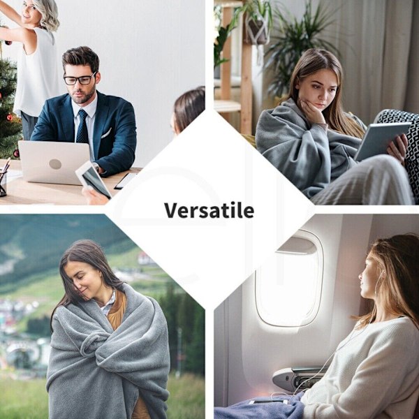 USB Elektrisk Värmefilt Uppladdningsbar Treasure Värmefilt 5V Trådlös Uppvärmningssjal Filt Utomhuscamping Gray Thickening Gray Thickening