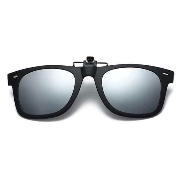 Clip-on Wayfarer solbriller med spejlglas til eksisterende briller, sort