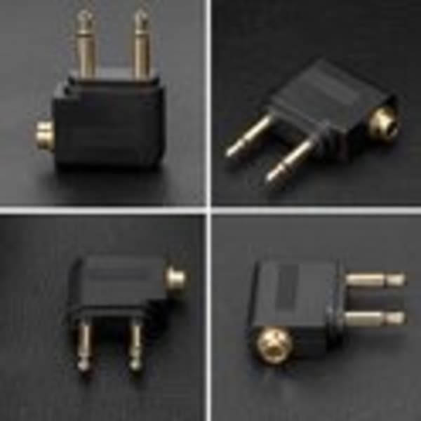 Flyhovedtelefonadapter, dobbelt 3,5 mm han til hun stik, lydstik til flyforbindelser (3 stk., forgyldt).
