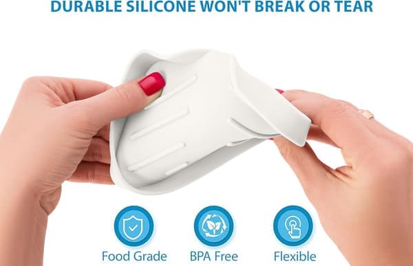 Silicone Soap Dish with Tilt, No Punching, Drainage Storage Tray, Diversion Rack, Non-Slip Soap Dish (Black + White)