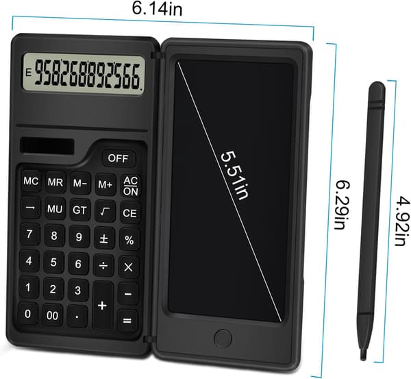 Calculator with Notepad, Solar Powered Desktop Calculator, Solar and Battery Support.