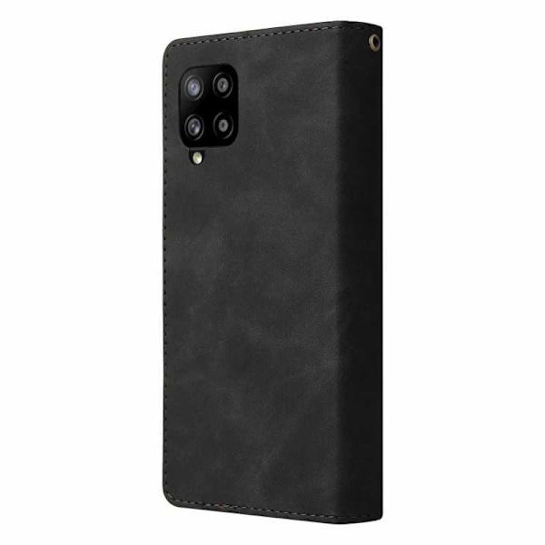Samsung A42 5G Multifunktionellt Plånboksfodral Zipper 8-Fack Svart