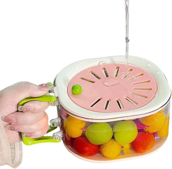 Drainage and Storage Basket Stackable with Drainage Lid | Fruit Drainer and Storage Bowl - for Kitchen Refrigerator Picnic Camping Cherry Tomatoes