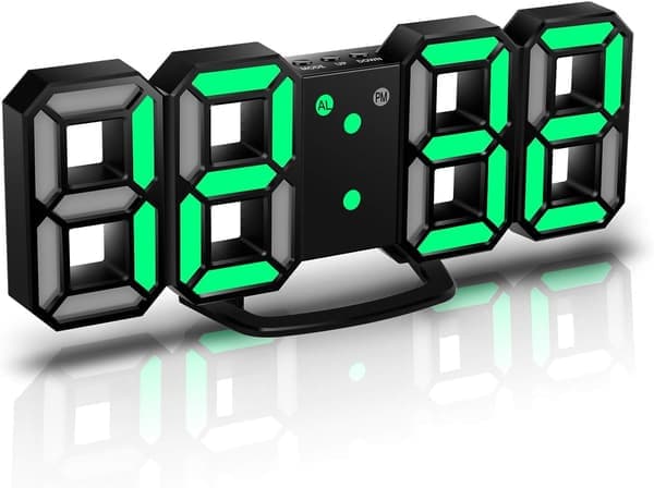 3D LED Digital Vægur, 3D LED Vægur, Grøn