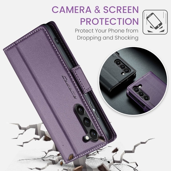 CaseMe Slim Plånboksfodral RFID-skydd Samsung Galaxy S24 Lila