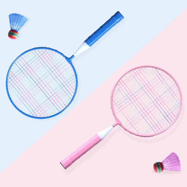 Badmintonracketset för barn med 2 racketar, 4 badmintonbollar och bärväska