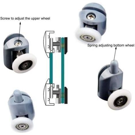 23 mm Shower Door Roller - Stainless Steel and PA Plastic - 8 Rollers for 4-6 mm Glass Doors - Easy Installation