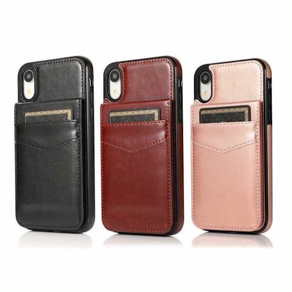 iPhone XR Mobilskal Korthållare 5-FACK Retro V3 Rosenguld Rosenguld