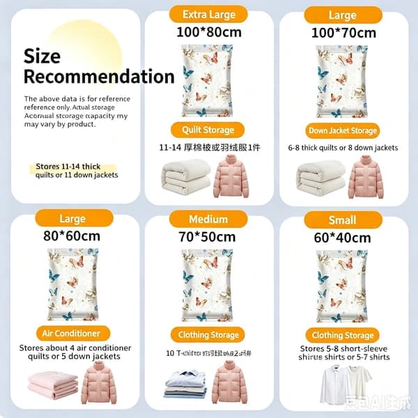 3-pack Vacuum Storage Bags, Heavy Duty Compression Bags for Clothes, Blankets, and Bedding Minimalist Style 70×100cm (Extra Large)