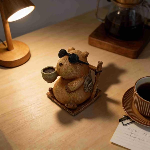 5 Pcs Healing Capybara Figurine, Resin Capybara Statue Desk Decorations Creative Cute Capybara Sculpture Home Office Decor Crafts Centerpiece