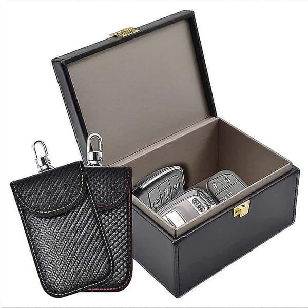 Faraday Box with 2 Signal Blocking Pouches, Anti-Theft Car Key Safe