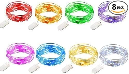 8-pack 2m 20 LED batteridrivna ljusslingor Mini koppartrådsljusslingor, Firefly Starry Moonlight för sovrum bröllop DIY