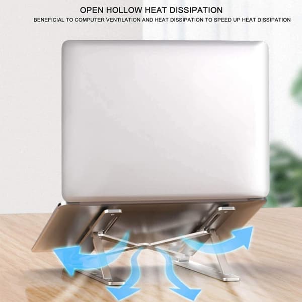Laptopstativ Laptopstativ Hevet Datamaskin Nettbrettstativ Vinkeljusterbart Aluminiumslegering Ergonomisk Sammenleggbart Bærbart Skrivebordsstativ