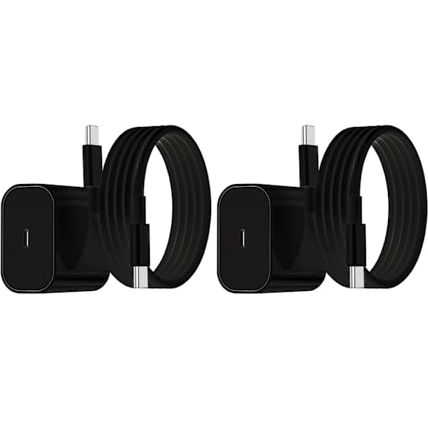 2-pak - Oplader til Samsung 25W - Adapter+Kabel USB-C Hurtigoplader Sort