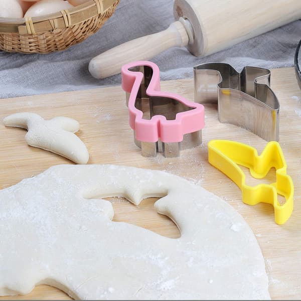 Dinosaur Cookie Mold Set - Forme til kager og slik i rustfrit stål, velegnet til gør-det-selv, køkken og bagning (8 dele)