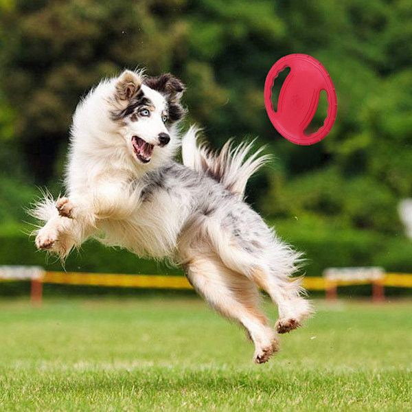 Flygande hundskiva leksak, gummi hundbitresistent utomhusträning hämta ljudtillverkare flyta husdjur leksak, tuff träningsflygande skiva leksak för