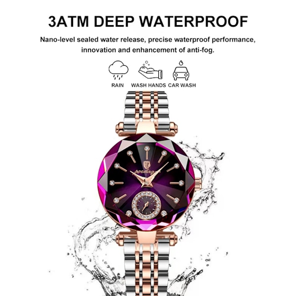 POEDAGAR Lyxklockor för damer Toppmärke i rostfritt stål vattentät kvarts watch för kvinnor Relogio Feminino Girl Present+box Gold Purple Gold Purple