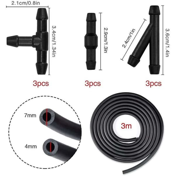 3m Windshield Wiper Hose Kit, Windshield Washer Hose, Flexible Hose, Windshield Wiper Nozzle Mist Spray Hose, with 9 Nozzle Connectors