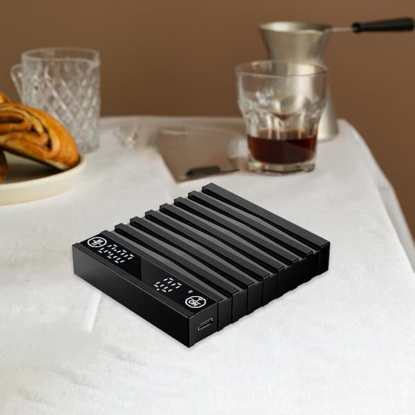 Mini Espresso Vægt med Timer - USB Genopladelig Digital Kaffevægt 8.5x9.5x2cm til Pour Over, Professionel & Kompakt (Sort) sort