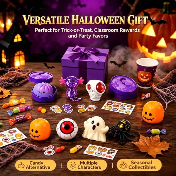 2026 Halloween Dumpling Klemmeleker, 8 Overraskelses Dumpling Klemmeleker, Stresslindrende Sensoriske Håndleker, Perfekt for Halloween Julekalendere