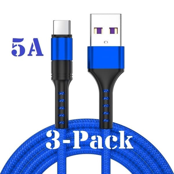 3 kpl - 2m - USB-C 5A \"SININEN\" / kaapeli / latauskaapeli / pikalataus