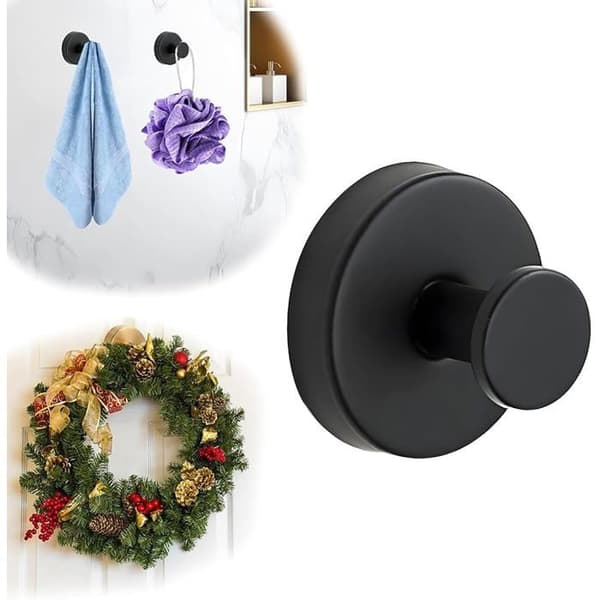 Extra Strong Black Suction Cup Hook for Wreaths on Glass - Bathroom, Towels (1 pc) SUCTION CUP