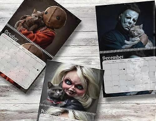 2026 Halloween Horrorfilm & Katte Vægkalender, Horror-tema Kattekalender
