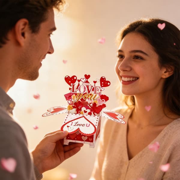 3D Pop Up Romantisk Kort Perfekt for Valentinsdag Bryllupsdag og Bursdag Hjertevarm Gave til Kjæreste Mann Kone Menn Kvinner