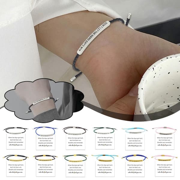 CTDWNT Lad ikke de hårde dage vinde armbånd til kvinder og mænd, inspirerende sort One Size sort onesize