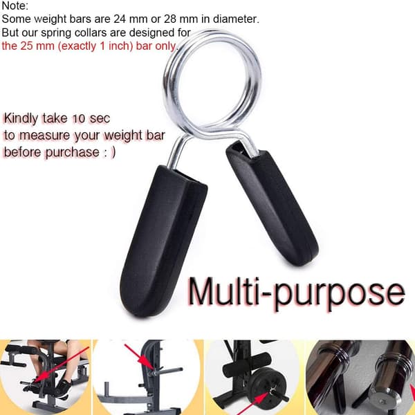 Spring Collars 1 inch (25mm) for Smooth Dumbbell Handles or Standard Barbells (4-Pack)
