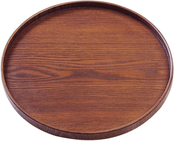 Wooden Dinner Plate with Raised Edge, Elegant Serving Tray for Home Use and Parties