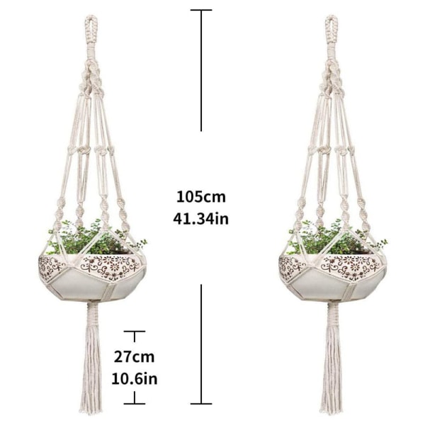 2 st Macrame växt hängare inomhus utomhus hängande planter korg bomull rep handgjorda blomkruka nät