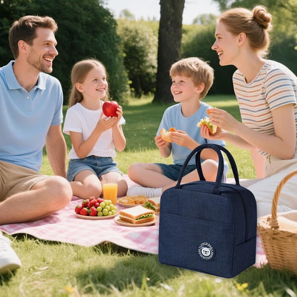 Ny bærbar isolert matboks/kjølebag (marineblå) 23*21*13cm Navy Blue