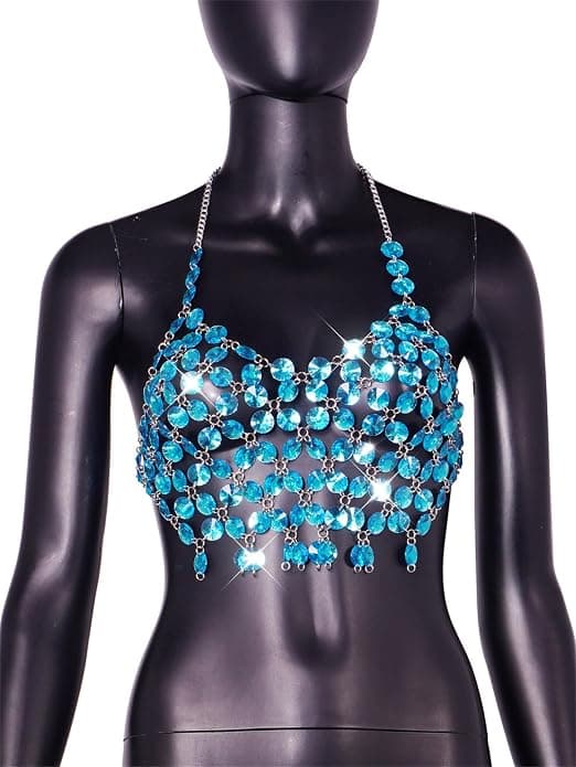 Sexy Feminin Smykker Perle Halter Ryggløs Kroppskjede-BH